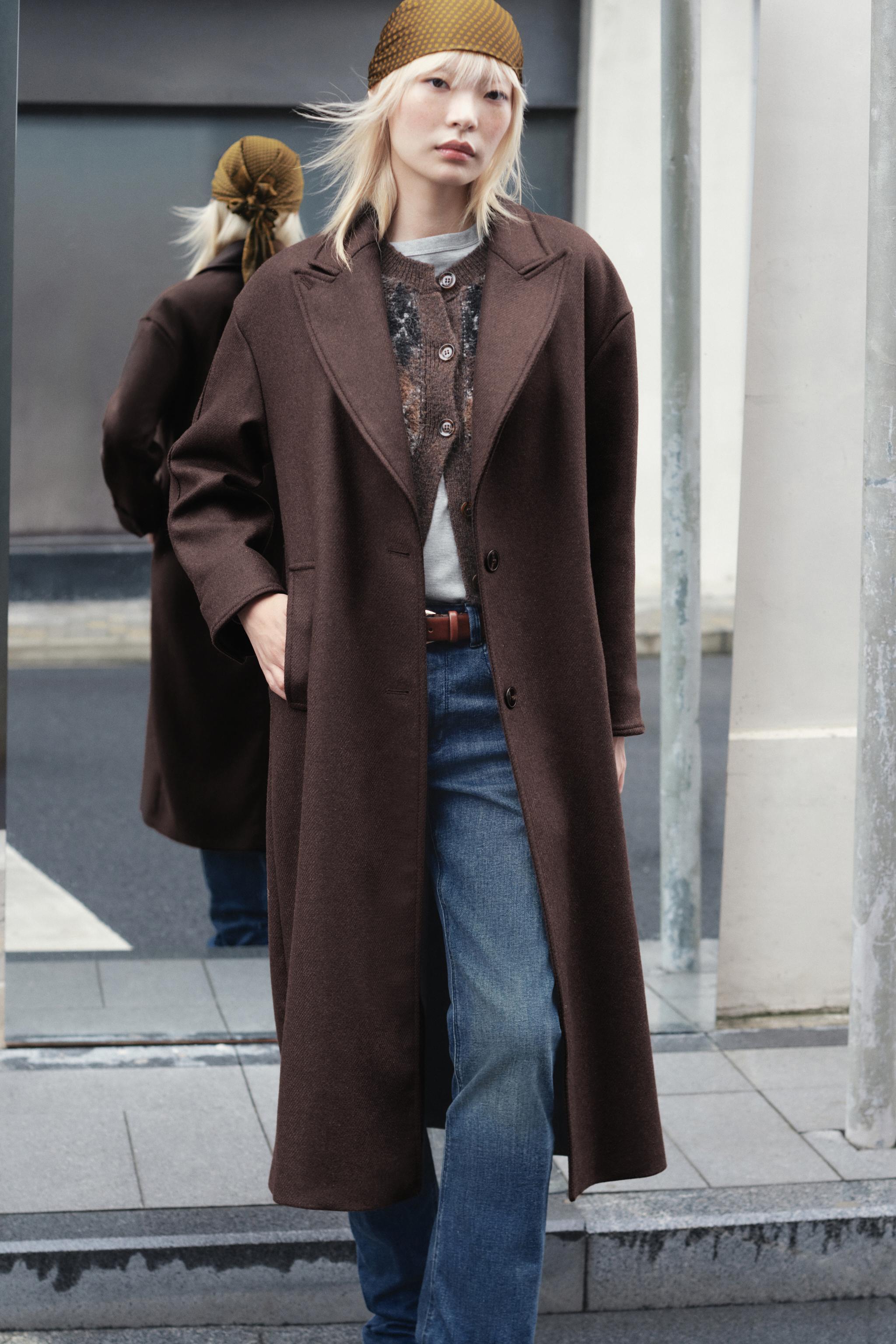 FAUX LEATHER COLLAR COAT